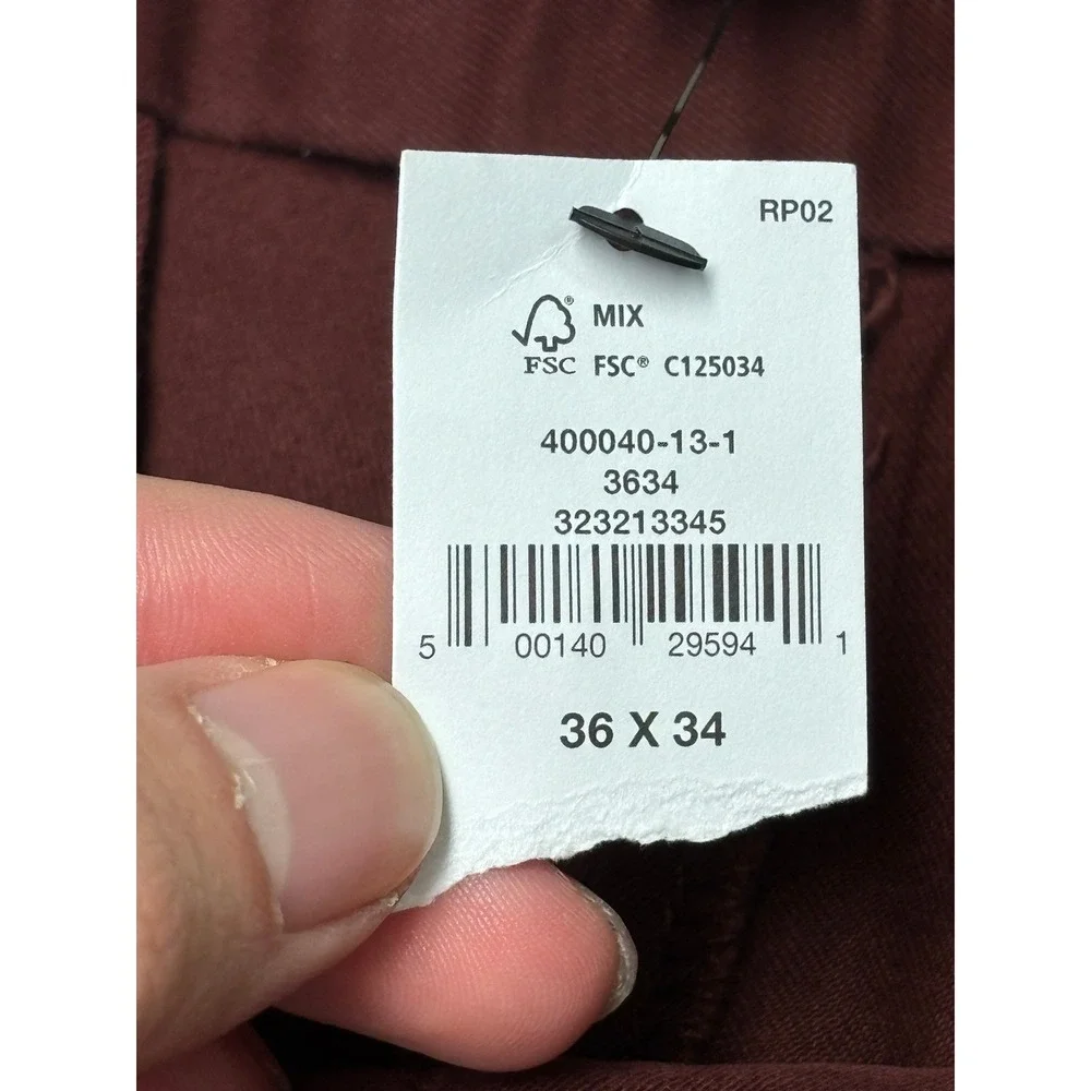 NWT Banana Republic Lived-In‎ Skinny Chino Pants Mens 36x32 Burgundy Maroon